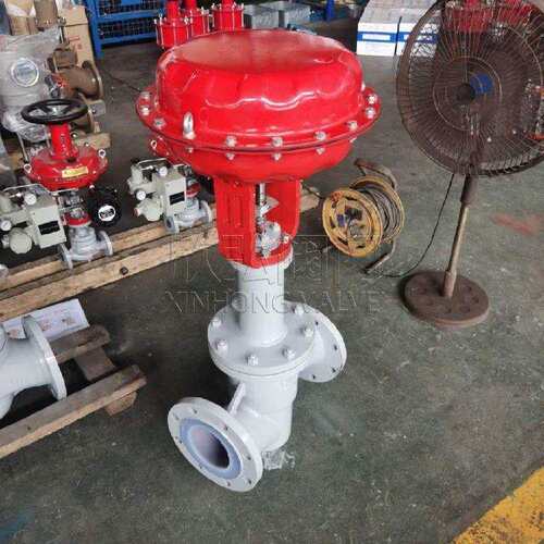 J641F46不锈钢衬氟气动截止阀化工耐磨抗腐蚀法兰欣弘阀门