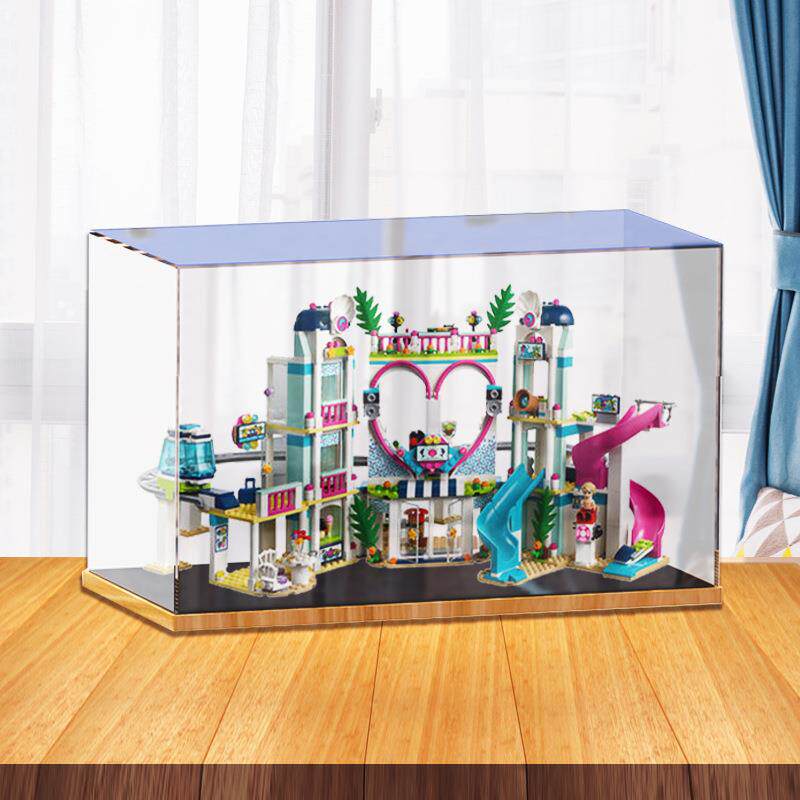LEGO41347心湖城度假区亚克力展示盒积木模型收纳展柜透明防尘罩
