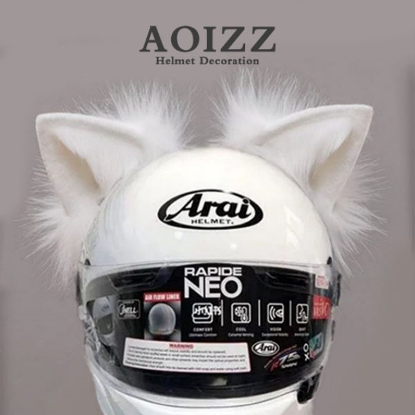 ◆AOIZZ◆纯色极简百搭款猫耳 2023头盔装饰滑雪机车拆卸中性多色