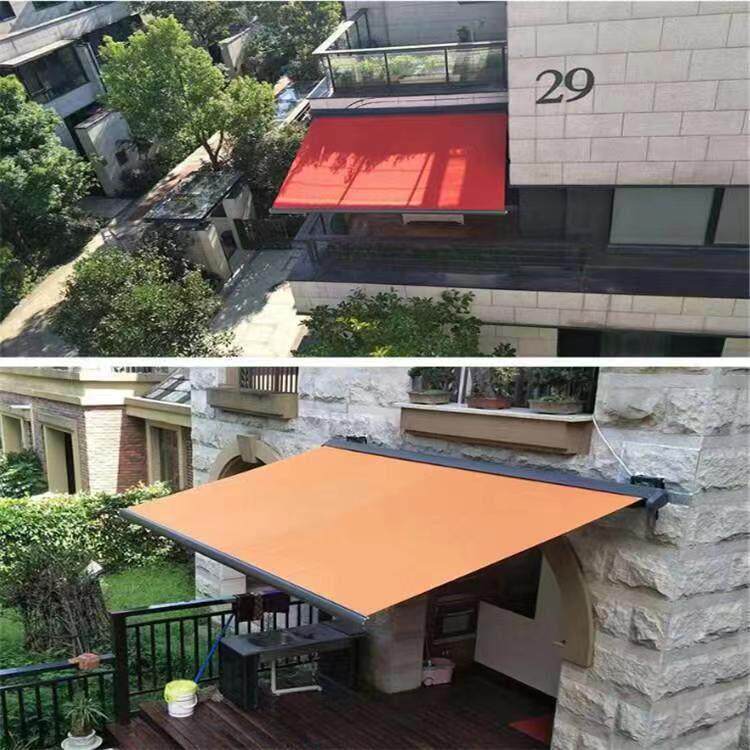 豪华全盒式伸缩雨棚电动手摇一体带LED灯重型铝合金材质遮阳蓬