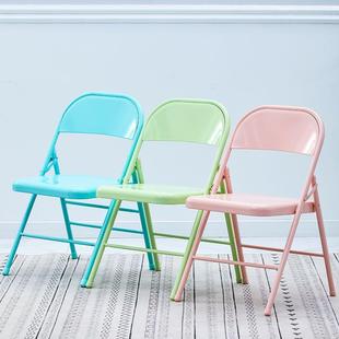 MHL全钢椅子折易叠简椅简约靠背简椅家用风餐椅约宿舍座椅电脑办