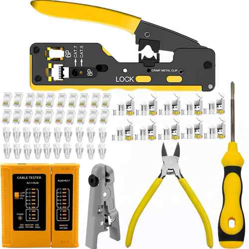 Gaobige rj45 Crimp Tool Kit, Pass Through Cat7 Cat6A Cat6 Ca