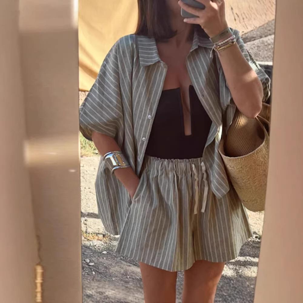 Katch Me Chic Women's Casual Color Matching Striped Long