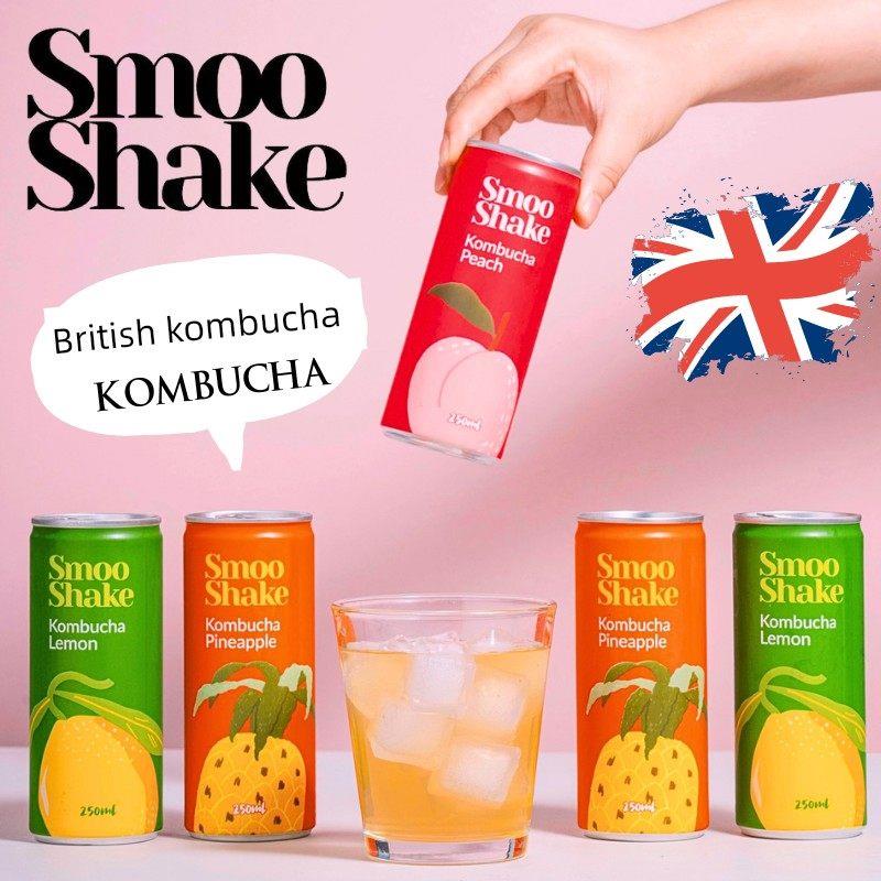 SmooShake康普茶250ml*3瓶柠檬菠萝蜜桃味气泡水进口网红饮料包邮