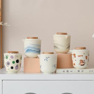 奶油熊IDA猫壶泡茶户外茶 便携式 轻奢奶油风旅行茶具黄套装 025新款