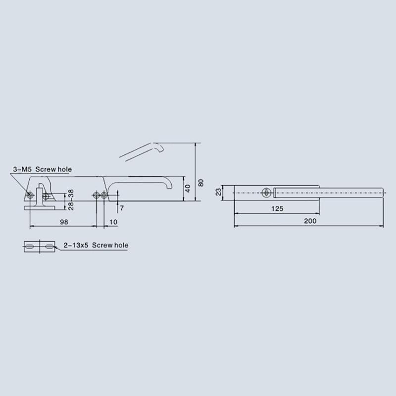 卡松YL-1240B冷库拉手、锌合金带锁侧边安装把手、冰箱门拉手。