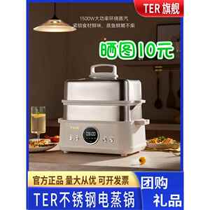 TER不锈钢电蒸锅家用多功能大容量蒸煮一体锅多层蒸箱小型蒸汽锅