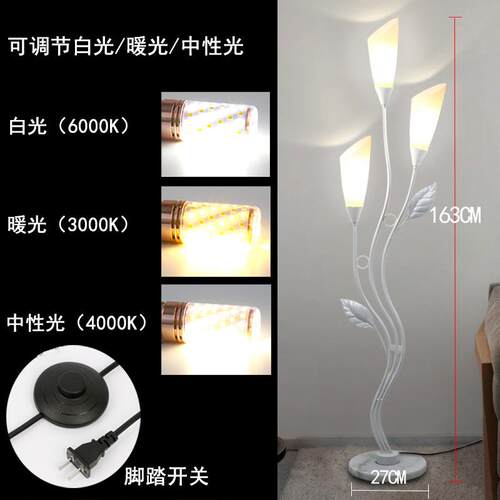 高档简约现代落灯客厅茶几护眼LED遥地控卧沙室创意北风发立式欧