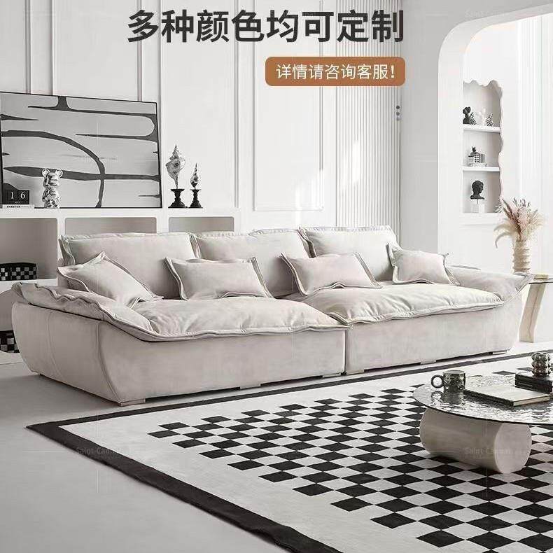 时尚帆船沙发可躺一字型大坐深现代客厅奶油风可拆洗直排布艺沙发