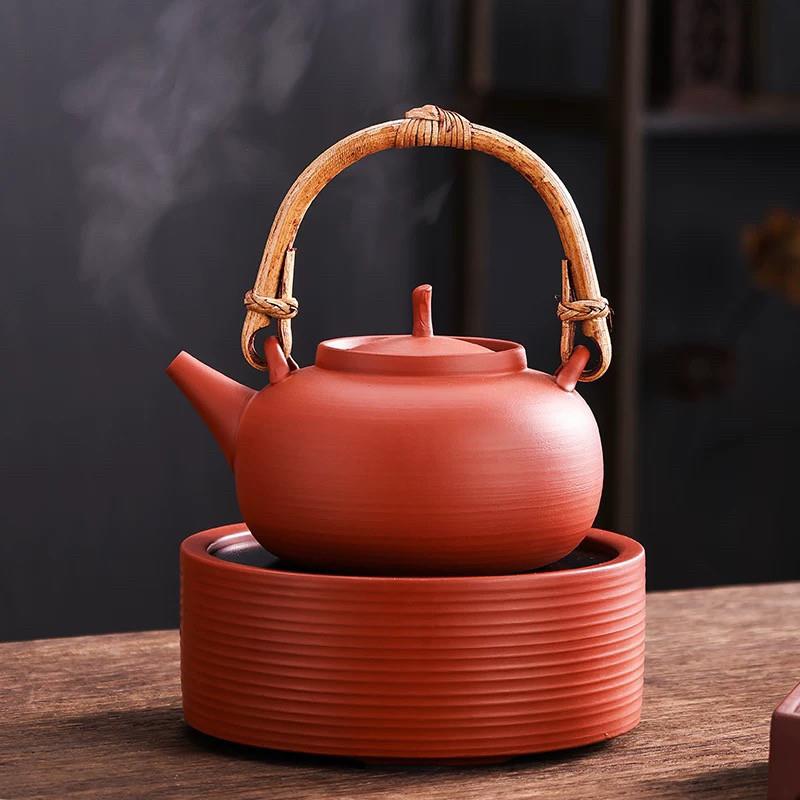红泥砂铫煮茶器围炉煮茶壶2025新款烧水壶陶瓷茶壶煮茶炉茶具套组