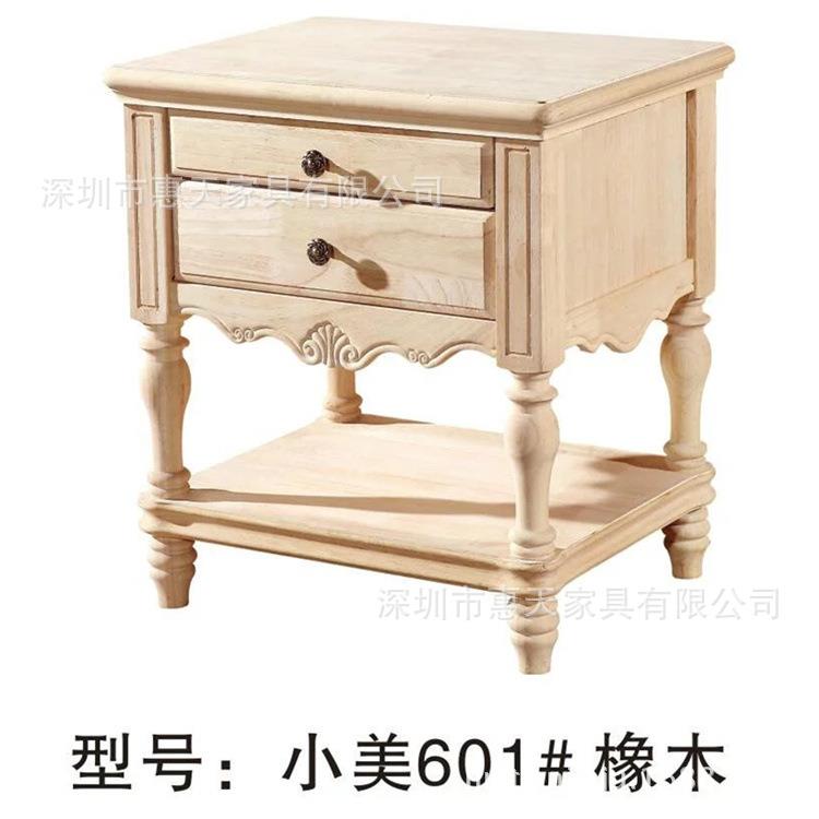 美式实木床头柜白坯 小韩式卧室储物柜白茬 床边柜白胚 厂家