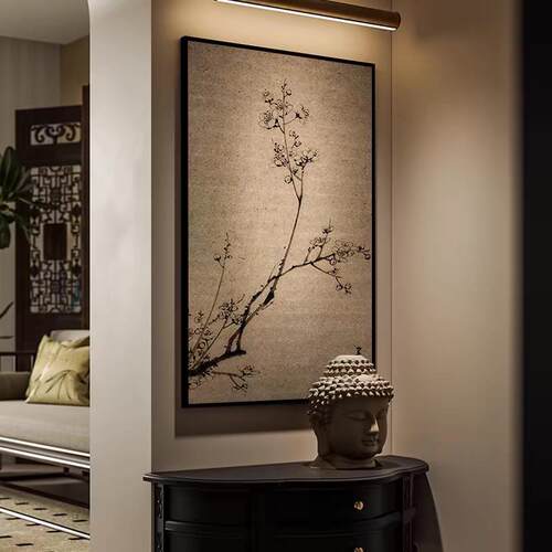 宋氏美学新中式挂画客厅茶室民宿背景墙中古装饰画玄关壁画花枝图