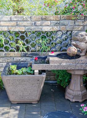 汉韵堂庭院流水鱼池件新式花园台装饰造景阳露台MGB摆水中池布置