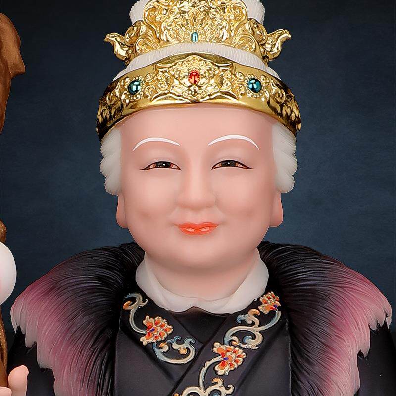 坐狐黑妈妈像仿汉白玉九尾毛领黑老太太神像真身供奉家用堂口铁刹