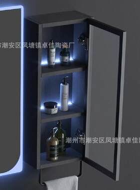 家用陶瓷一体浴室柜套装 北欧卫生间洗漱台盆橡木置物柜含镜吊柜