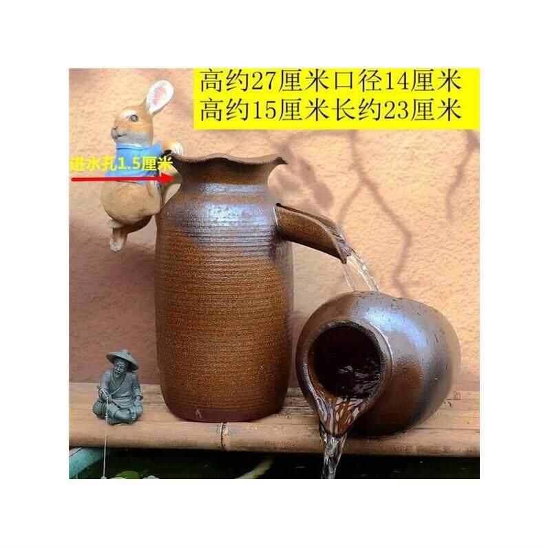 流水造景鱼缸矮高摆件配件生态陶装饰品循环古法养鱼创意厂