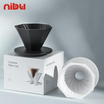 尼布新款八角陶瓷滤杯V60加厚手冲咖啡过滤杯滴滤式咖啡杯V01 02