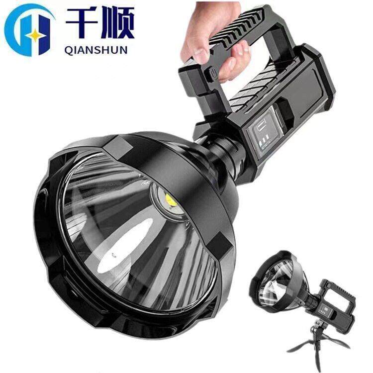 跨境手提灯户外LED手持手电筒露营灯大功率防水USB充电强光探照灯