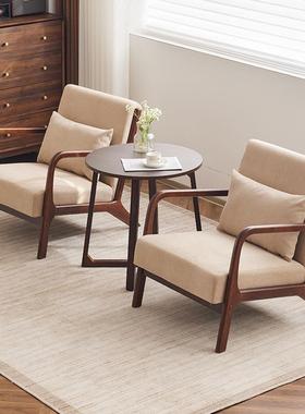 r^胡木单椅阳台布艺单人沙发厅卧客室61289懒闲人实木休椅子小户