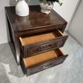 南美紫檀木双抽床头柜实木新款 发货 卧室储物柜明清古典收纳柜整装