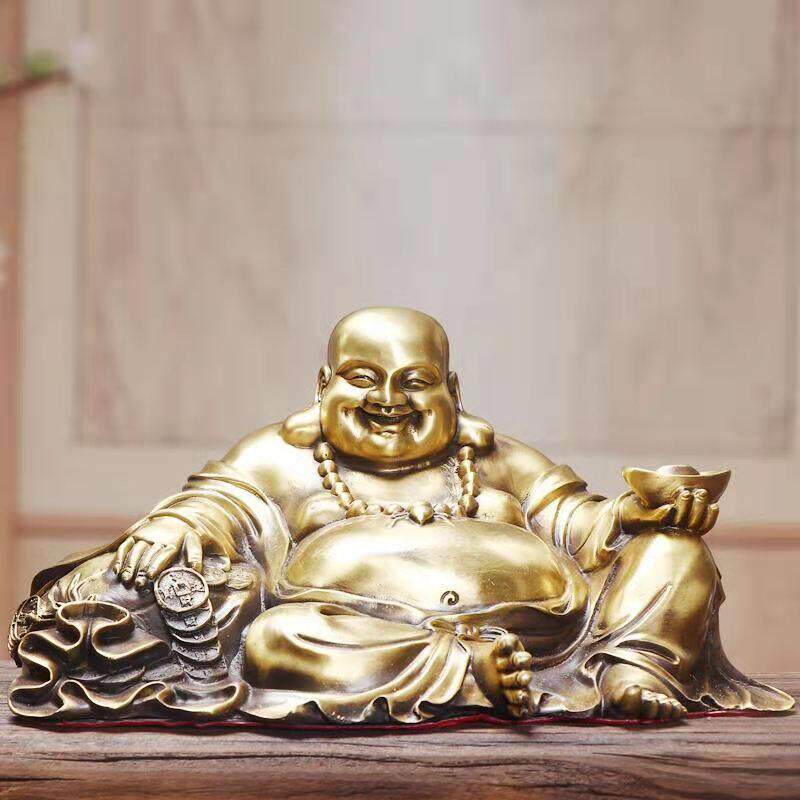 特惠纯铜弥勒佛汽车饰品,家车吸引财富,卧佛大型佛像铜像镇屋确