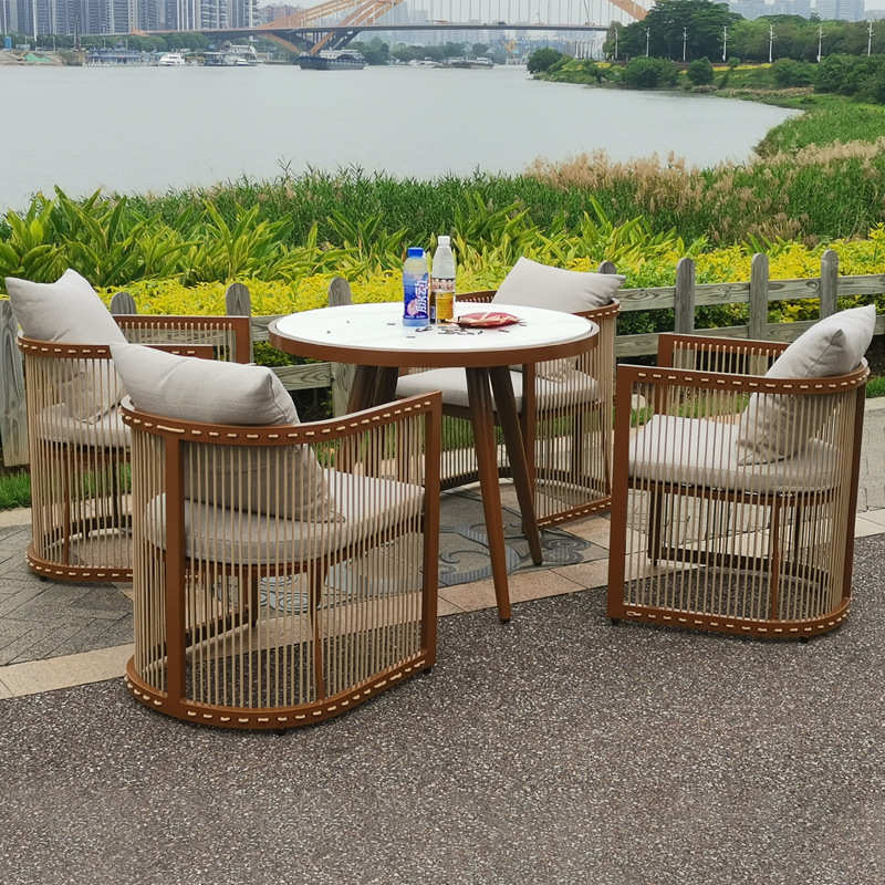 户外桌椅庭院别墅花园藤椅三件套组合酒店咖啡厅奶茶店售楼部家具