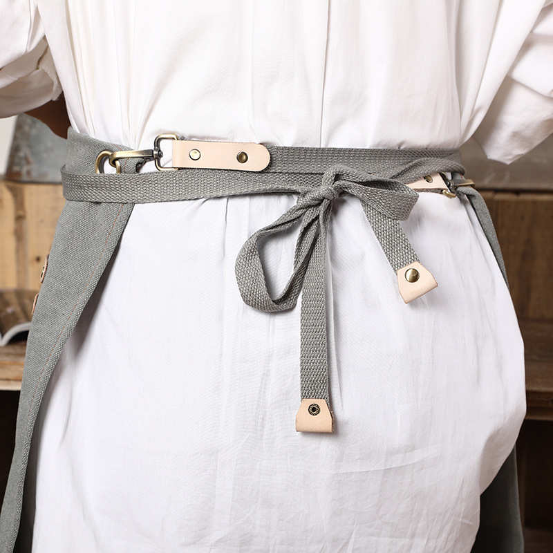 半身帆布围裙印字奶茶咖啡师酒店烘焙画画工作服男女韩版时尚围裙