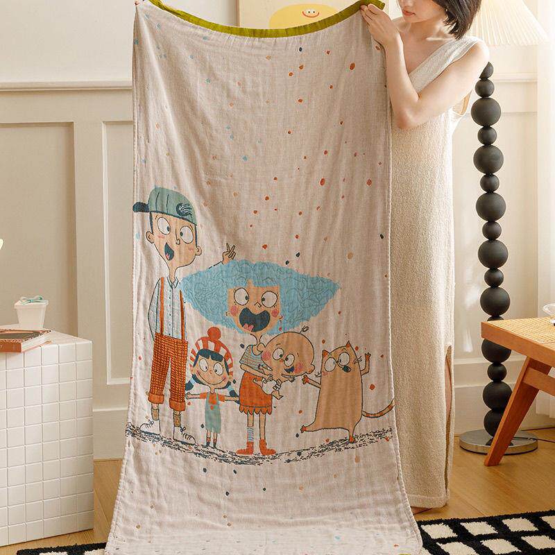 韩系全棉浴巾四层纱布纯棉麻吸水吸汗洗浴巾毛巾午睡休闲披肩毯子