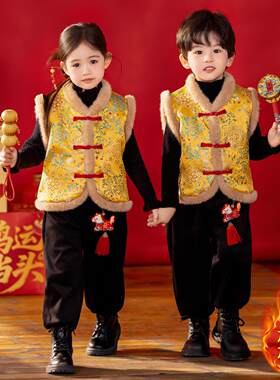 汉服男童新中式冬装加厚女宝宝古风唐装儿童古装中国风喜庆拜年服