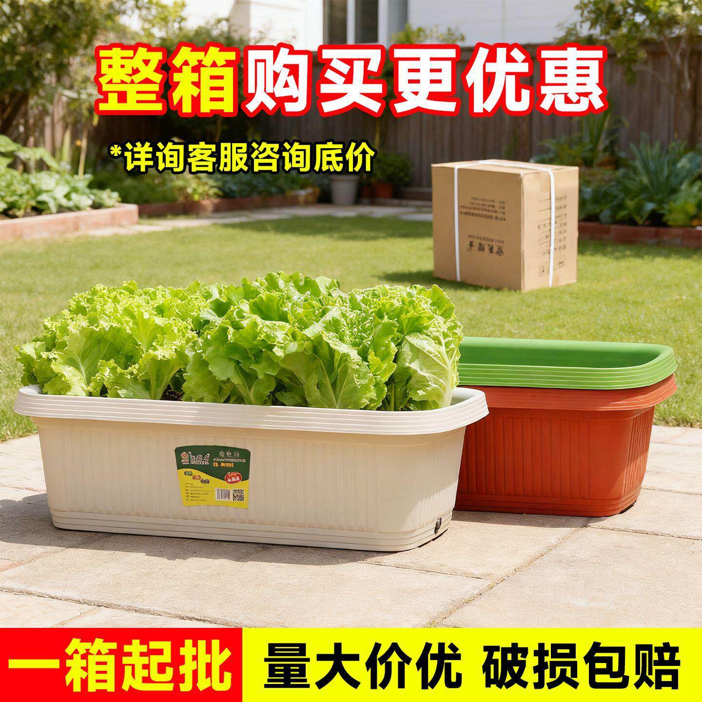 长方形种菜盆室内阳台蔬菜种植盆长条波浪塑料花盆家用育苗整箱批