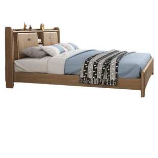 全实木床2米x2米大床2.2米2000×2200主卧双人床高箱储物床带书架