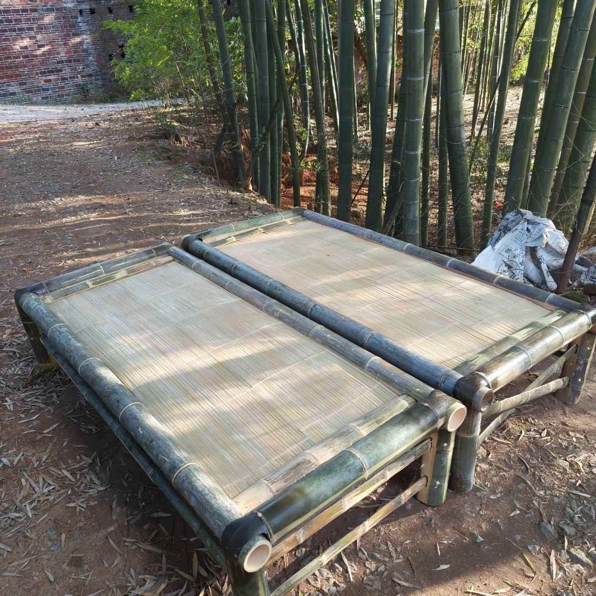 竹老7465式凉床纯手工户外沙床人家单用双人午休传统床乡下发凉床