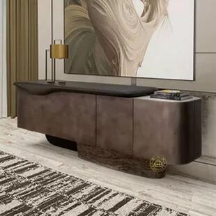 意式 餐柜实木轻奢豪宅别墅家用电视柜创意设计感靠墙升降酒柜