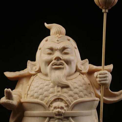 送礼家居摆件哼哈二将实木桧木手工艺品【门神】招财木雕