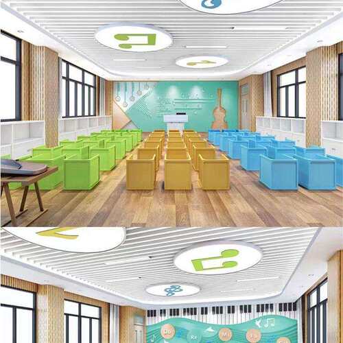 幼儿园格栅专用吸顶灯门厅过道走廊圆吊灯音乐厅5000k护眼造型灯