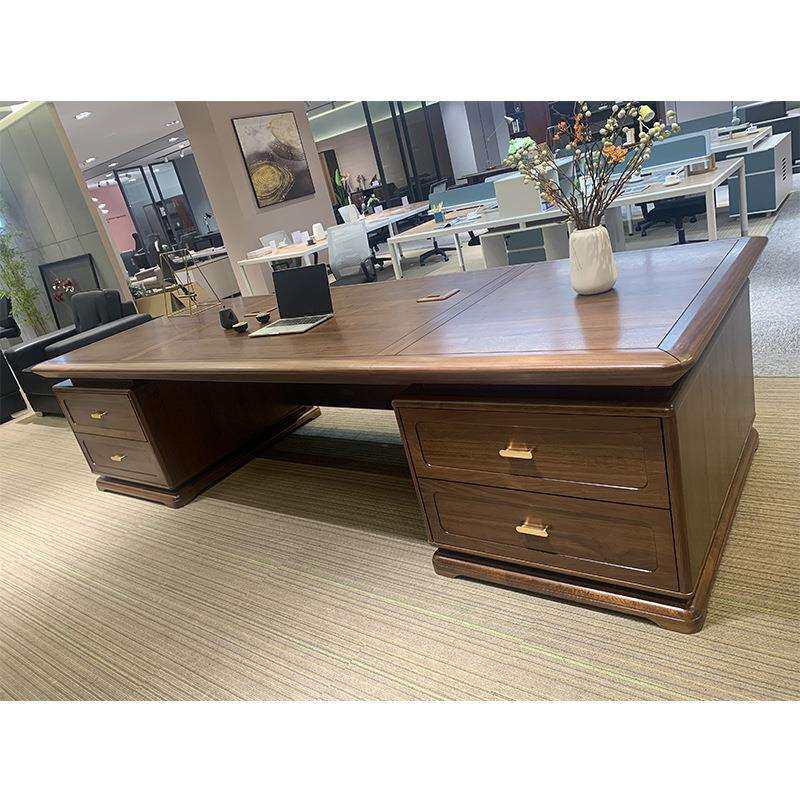 新中式办公桌老板桌大气总裁桌大班台实木经理桌椅组合KB0132等