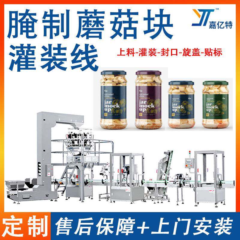 灌装腌制蘑菇块灌装机器水果干打包贴标设备食品颗粒填充包装线