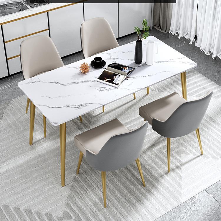 北欧大理石餐桌椅 家用小户型长方形轻奢岩板餐桌 客厅吃饭桌子