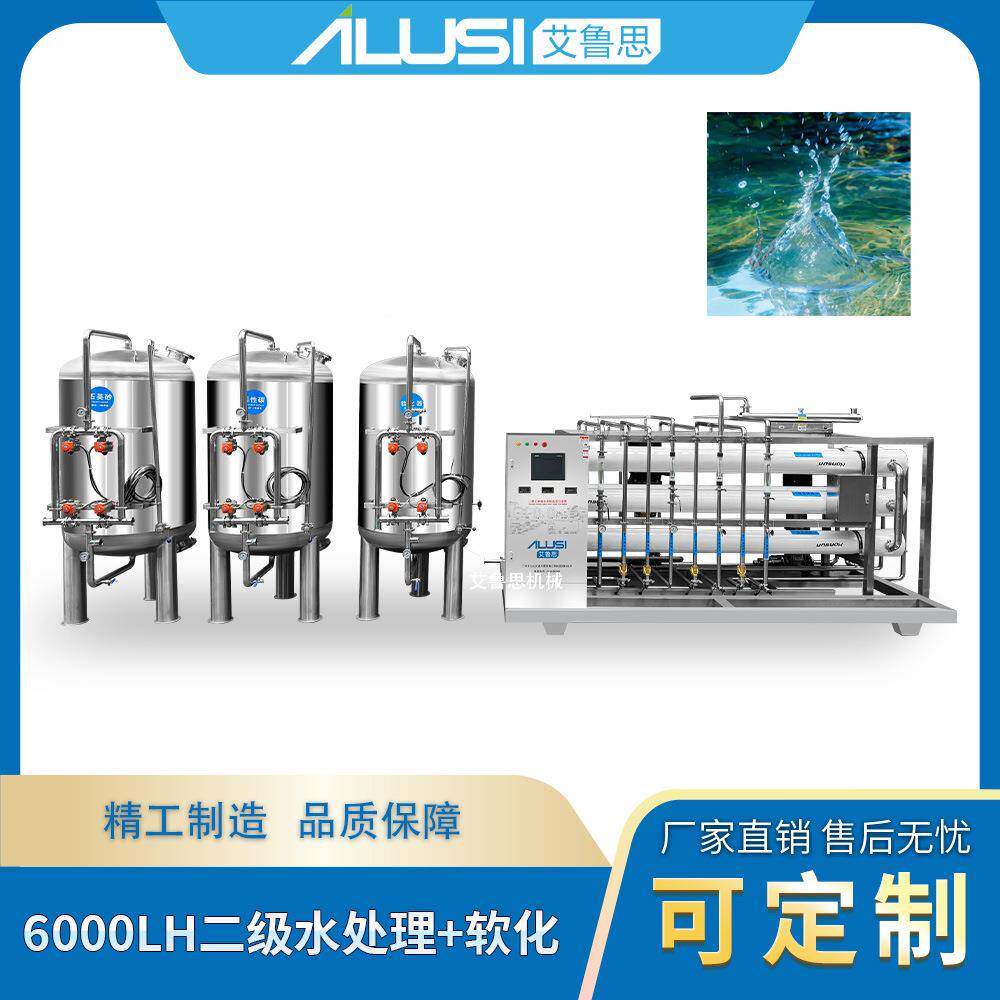水处理系统6000升每小时二级过滤+软化设备工业大流量软水机