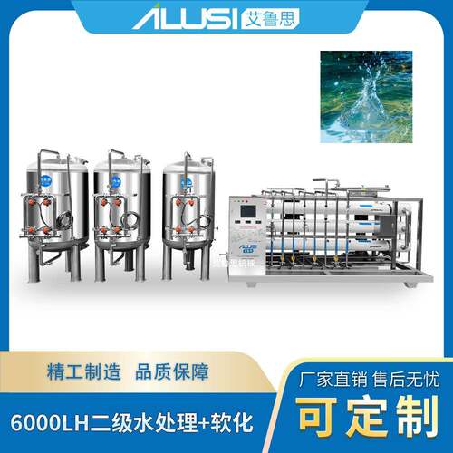 水处理系统 6000升每小时二级过滤+软化设备 工业大流量软水机