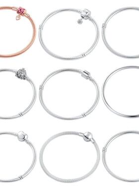 Bracelet Sterling Silver 925 Original 16-21CM Heart Round