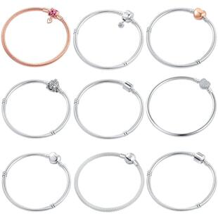 Bracelet Sterling Silver 925 Original 16-21CM Heart Round