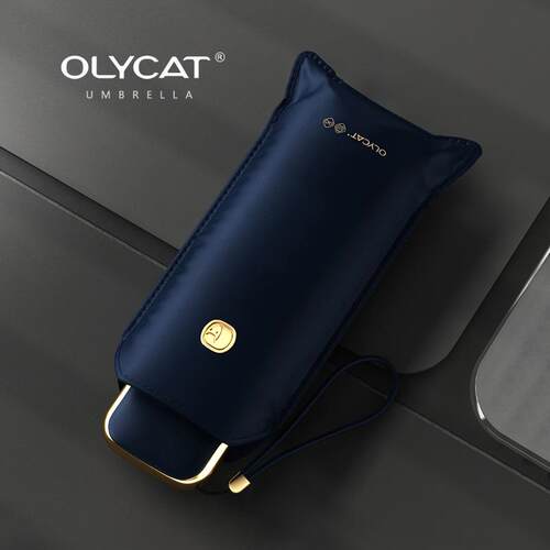 OLYCAT小巧扁五折便携式黑胶遮阳防晒晴雨伞纯色雨伞广告伞紫外线