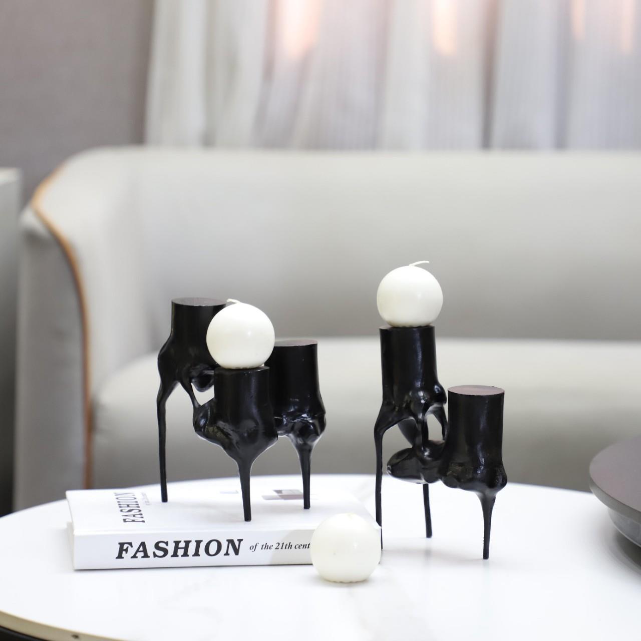 欧轻奢抽象铸铁三烛台桌面摆足饰LYC件餐厅客厅酒店式样板房家居