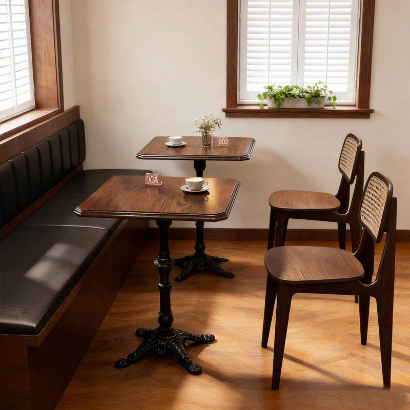美式复古咖啡厅桌椅网红烘培甜品店桌子餐饮卡座餐厅实木餐椅商用