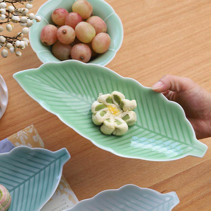 龙泉青瓷寿司盘创意特色叶盘烹饪生鱼片面点盘冷盘甜品盘