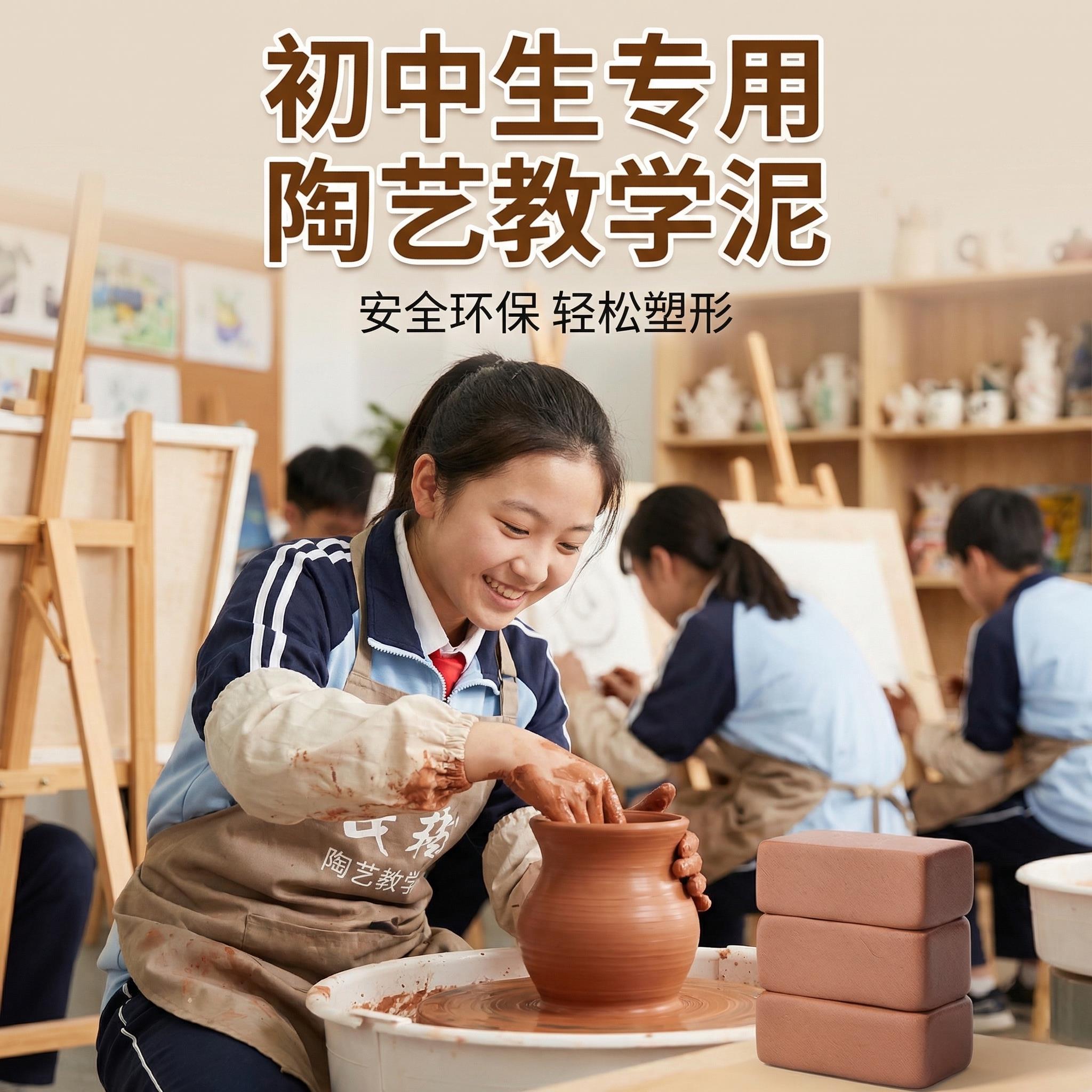 陶泥初中生专用套装美术课陶艺泥巴粘土幼儿园手工制作免烧软陶泥