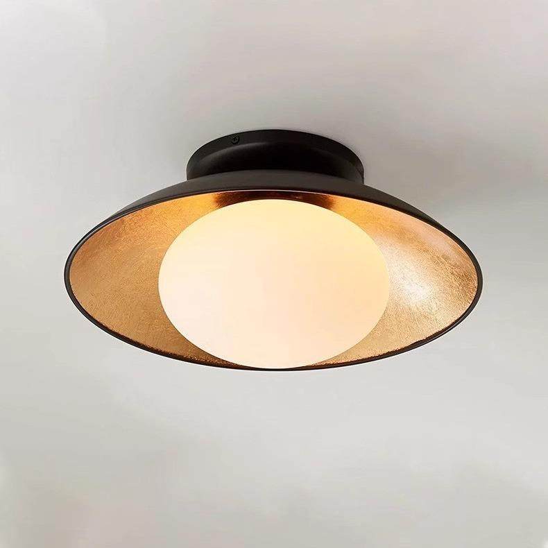 中古法式卧室灯金箔吸顶灯侘寂风书房复古玻璃过道走廊灯入户灯具