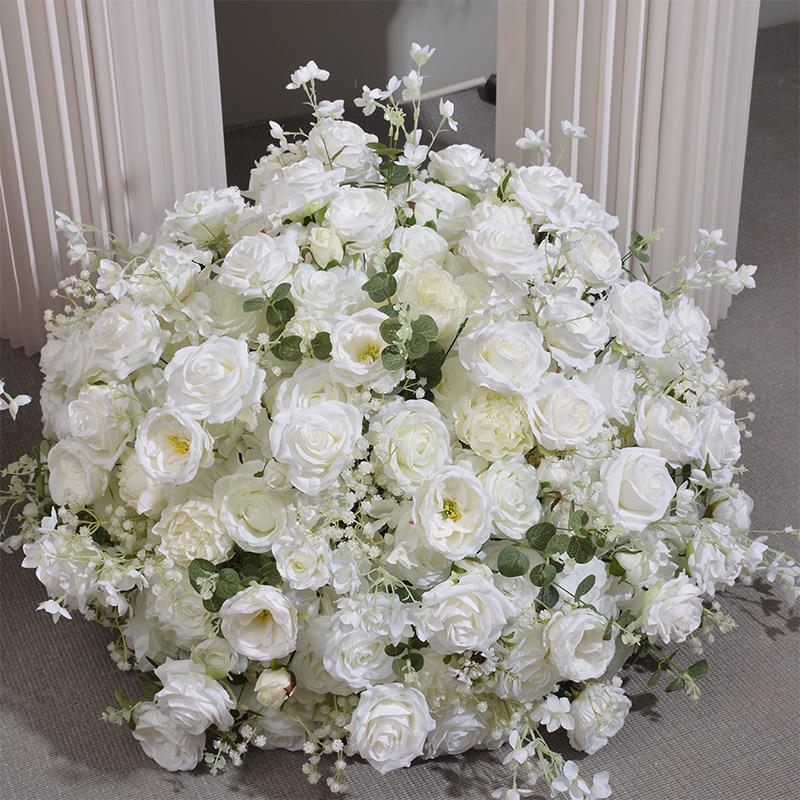 新款80cm仿真绣球玫瑰花球婚礼餐桌摆放花求婚橱窗展厅装饰路引花