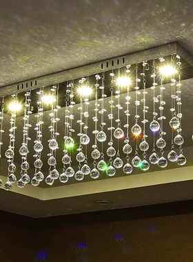 现代简约LED餐厅水晶过道灯长方形水晶吊灯鱼线吊灯吊线灯D5071